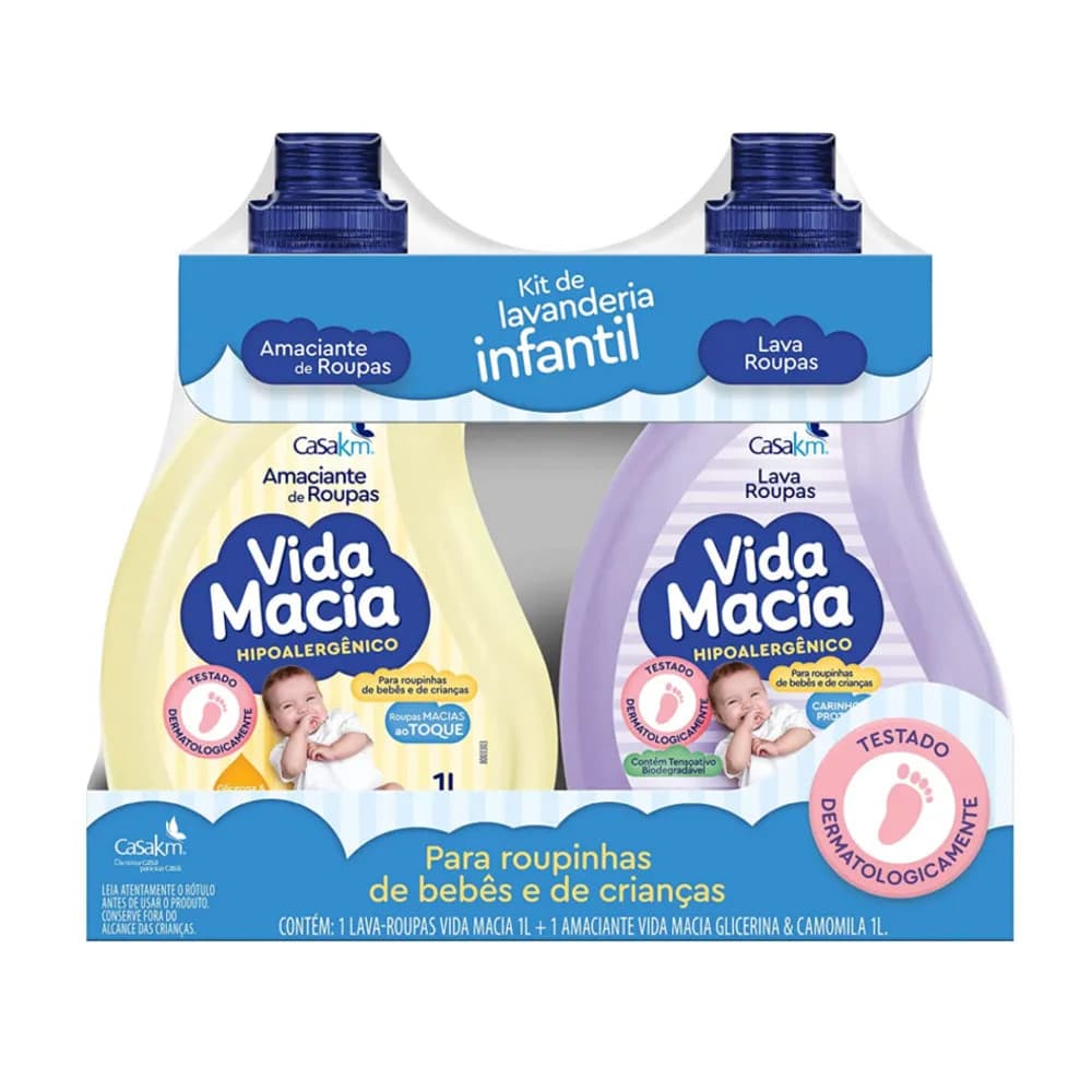 KIT VIDA MACIA GLICERINA E CAMOMILA 1L ROUPINHA DE BEBÊ - LAVA ROUPA E AMACIANTE