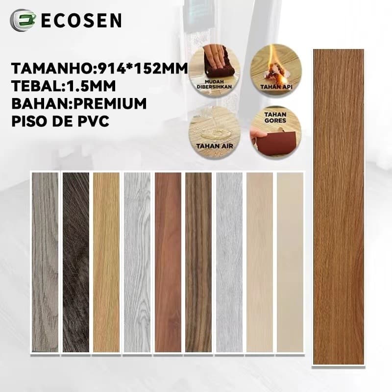 Piso Vinílico 5㎡  36 PEÇAS Autocolante Adesivo Madeira Régua Lavável 91cm x 15cm