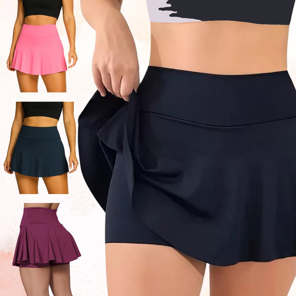 Short Saia de Academia Feminino Suplex Liso Tampa Bumbum