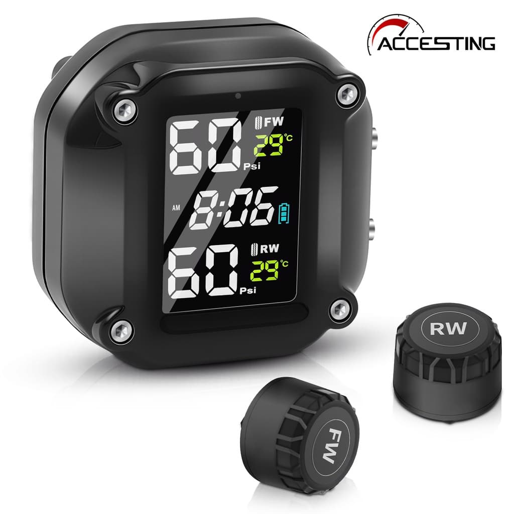 Sensores De Pressão Dos Pneus Da Motocicleta Moto TMPS Com Tela Colorida Sistema Monitoramento 2 Rodas Sensor Externo