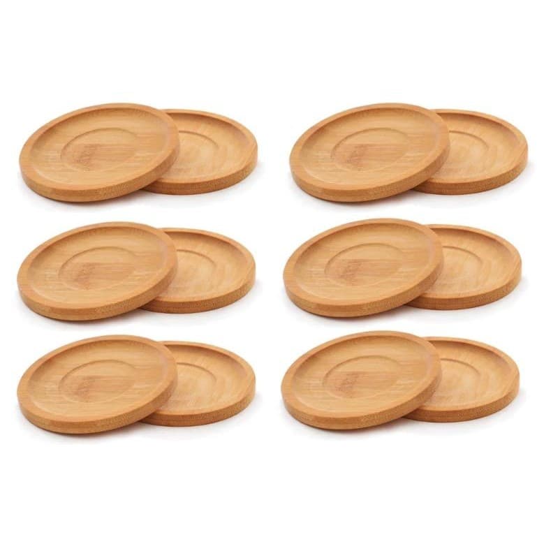 Kit 12 Porta Copo Xícara Caneca Apoio Mesa Bambu Restaurante