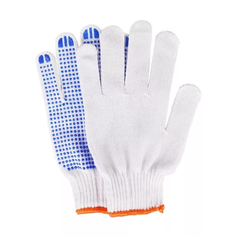 Luva Pigmentada de Malha Par De Luvas Trabalho Algodão Palma Emborrachada Construção