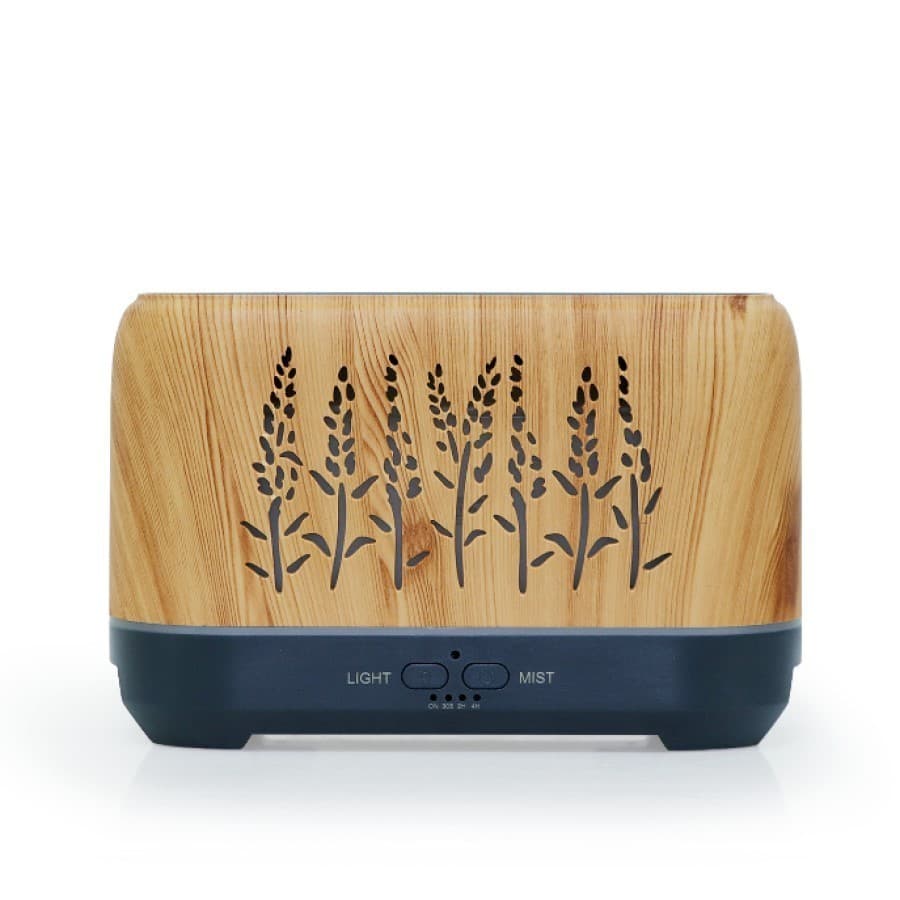 Difusor Umidificador Aromatizador NA COR MADEIRA com Simulador de Chamas Lareira LEd