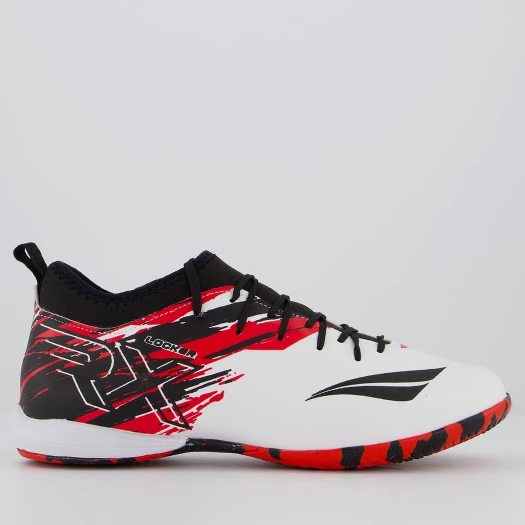 Chuteira Penalty RX Locker Futsal Branca e Preta