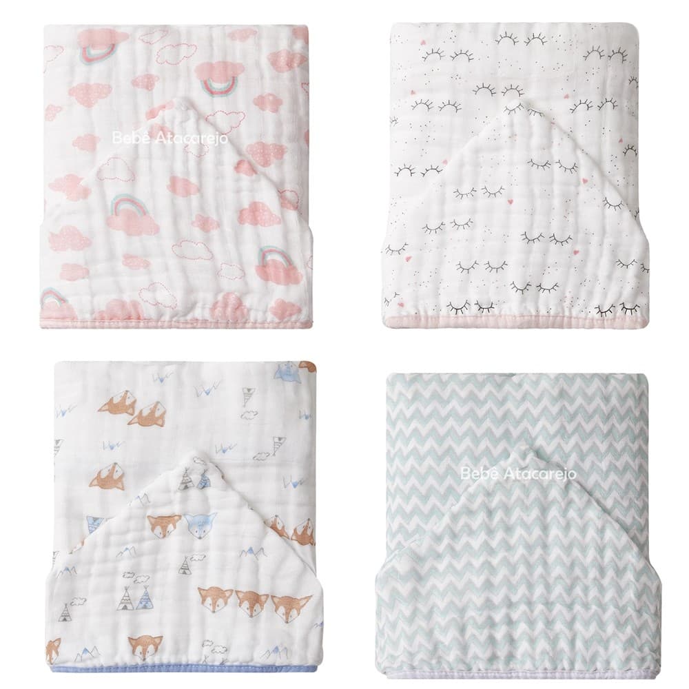 Toalhão De Banho Papi Soft Premium Toalha Fralda Com Capuz Estampada Bebê Infantil