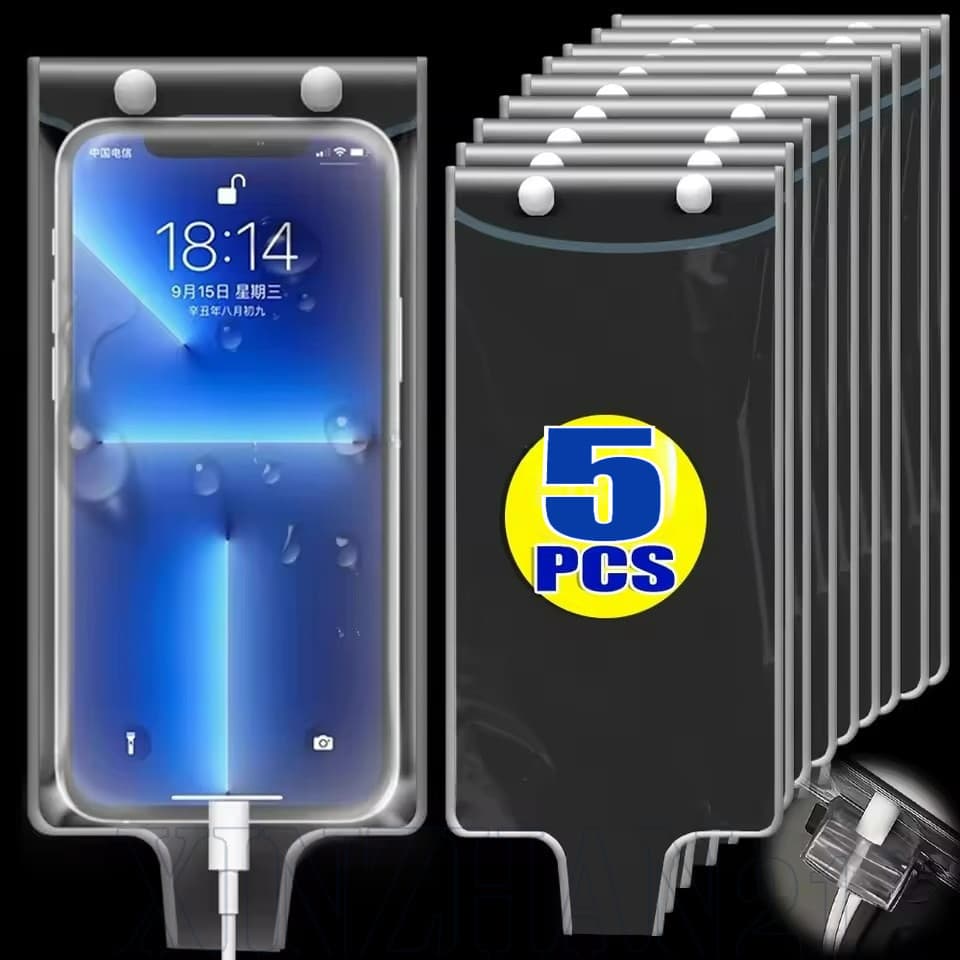 Bolsa Transparente Para Telefone À Prova D'água-Capa Celular Com Guiador-Tela Selada , De Chuva E Tocável-Protetora Suba