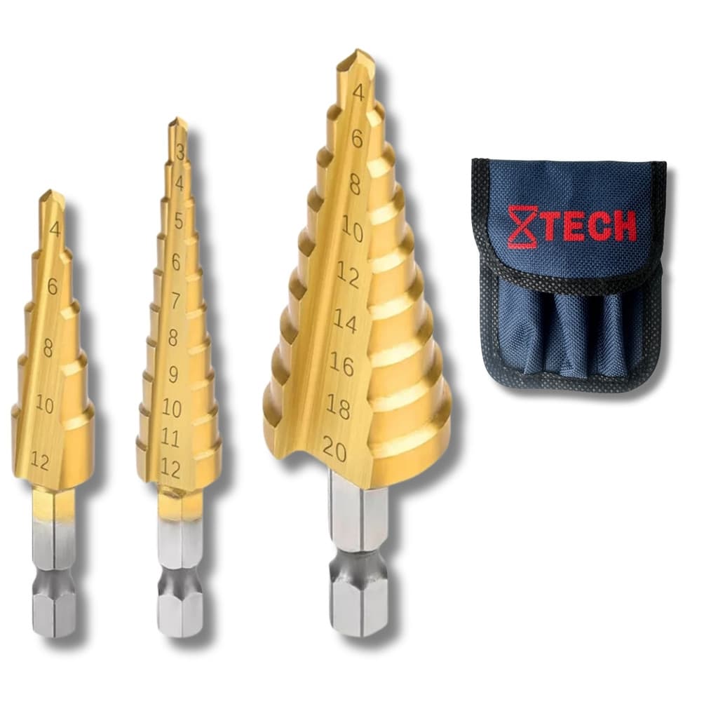 Jogo 3 Broca Escalonada Revestido Titanio Aço 4-12 3-12 4-20