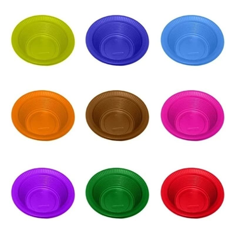 30 Cumbuca Descartável 12cm Prato Fundo Sobremesa Festas Pratinho Sorvete Aniversário Pratos Colorido