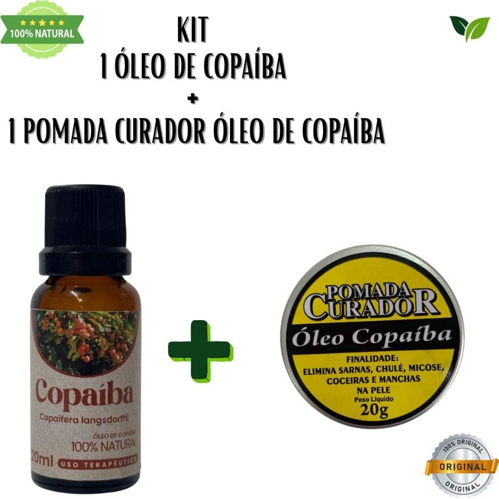 kit 1 oleo de copaiba + 1 pomada de copaiba 100% natural