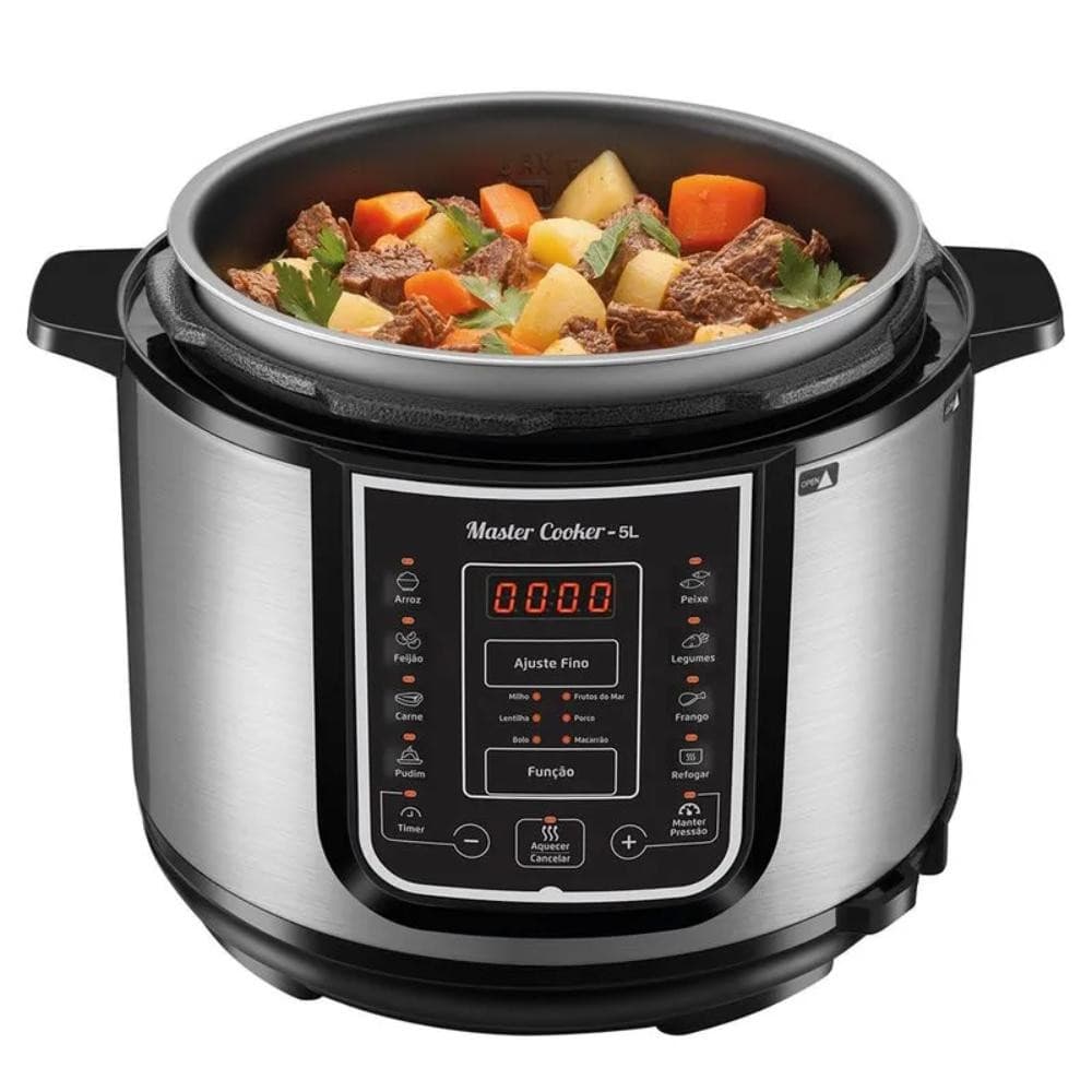 Panela de Pressão Elétrica Mondial Digital Master Cooker 5L 14 Funções 900W Preto/Inox 127V - PE-38