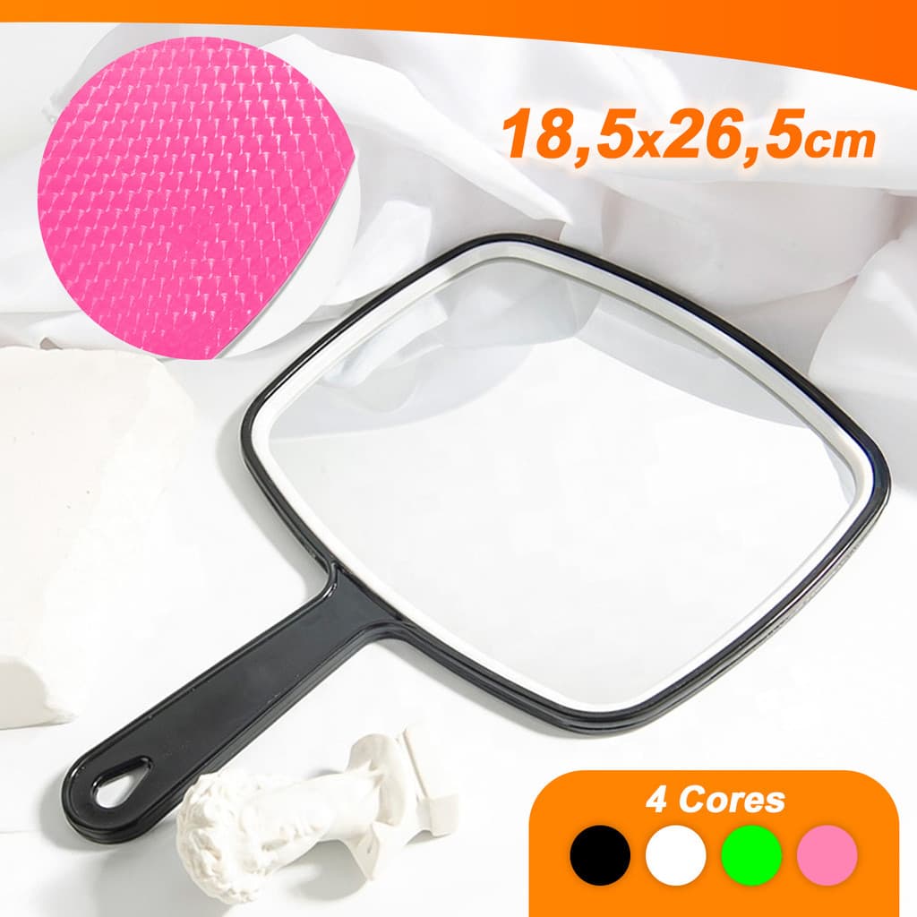 Espelho De Mão Ou Para Pendurar em Plástico 18,5x26cm - 4 Cores