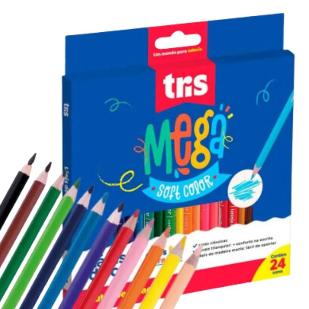 Lápis de Cor Tris 24 Cores Mega Soft Color