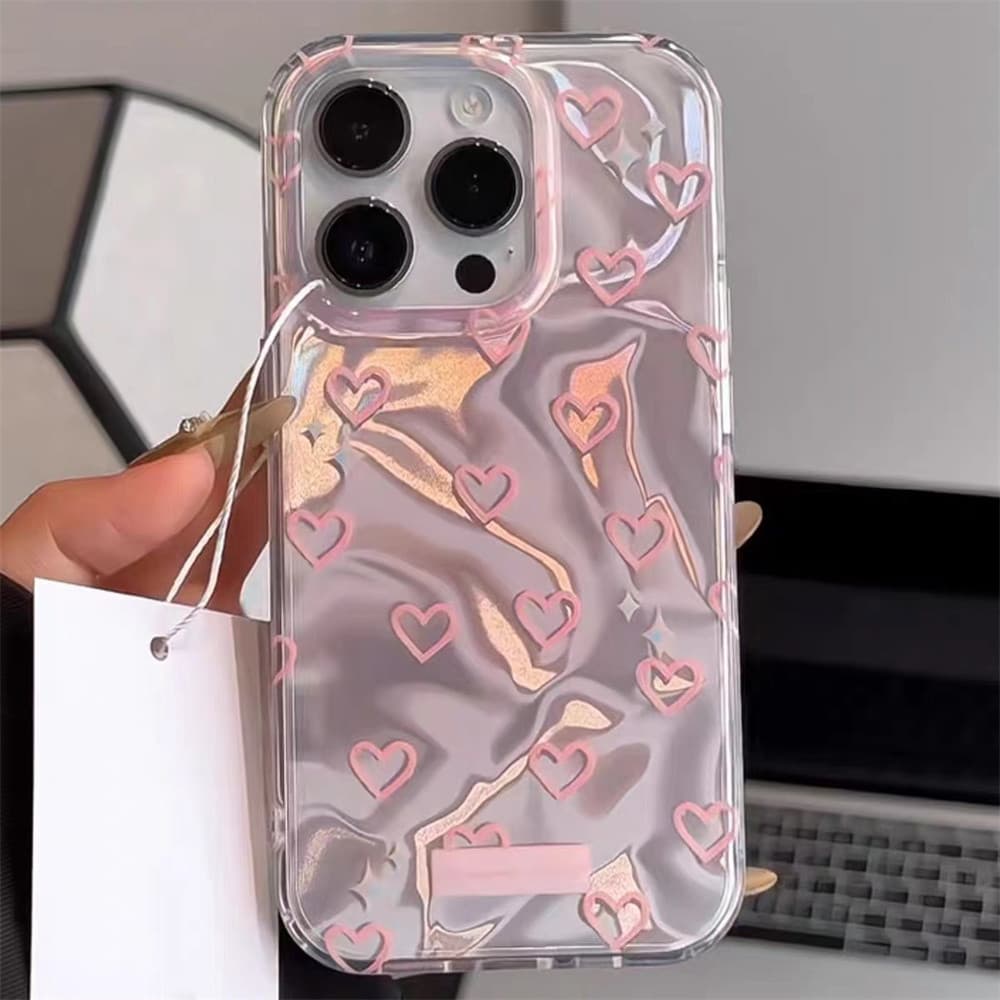 Capa Para iPhone 17 Pro Max 17Air 16 15 13 11 14 12 11 Xs XR Coração Rosa