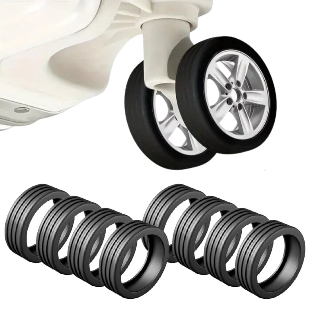 Kit C/ 8 Unidades Capas Protetor Silicone Para Rodas Mala Maleta Bagagem Anti Ruído