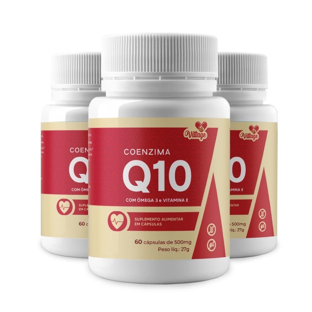 KIT 3 Coenzima Q10 VITTAGE  OMEGA 3 VITA E