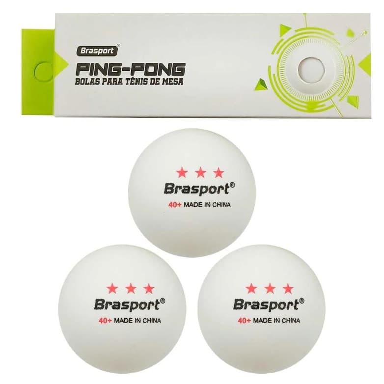 Kit 3 Bolas de Ping Pong Brasport Profissional Tênis de Mesa Alta Qualidade