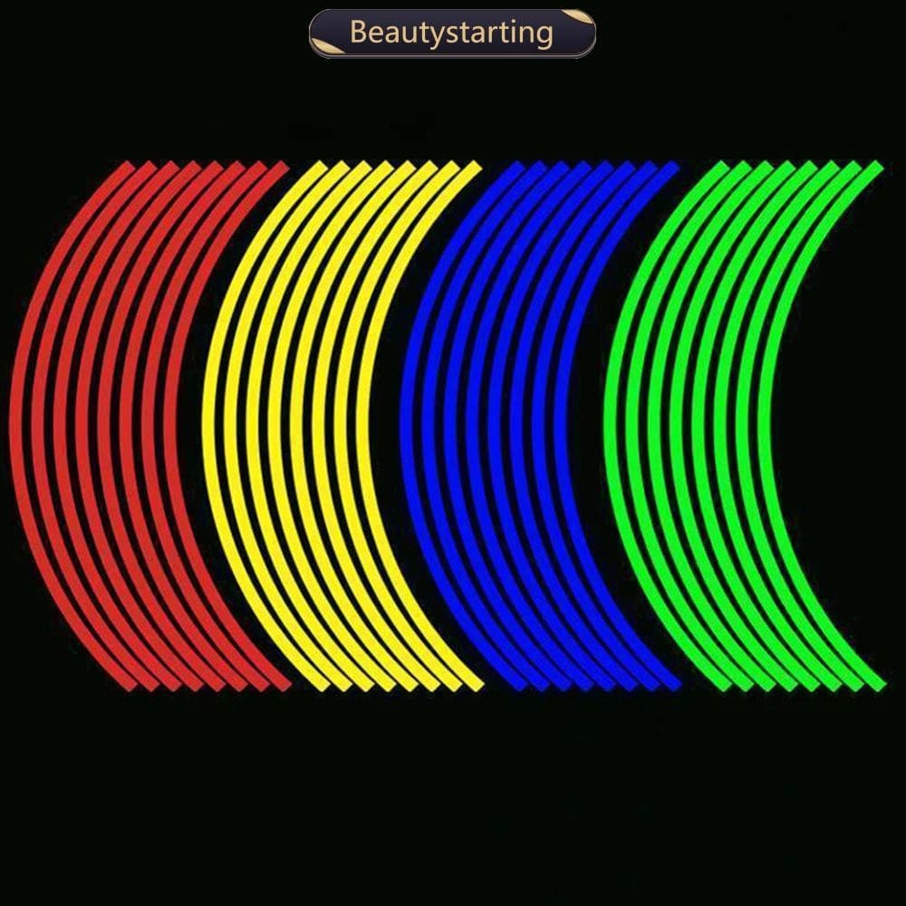 BEAUTYSTARTING 16 Peças Tiras De 18 Polegadas Para Motocicleta Aro De Carro Listra Fita Decalque De Roda Lotes Reflexivos Q9S3