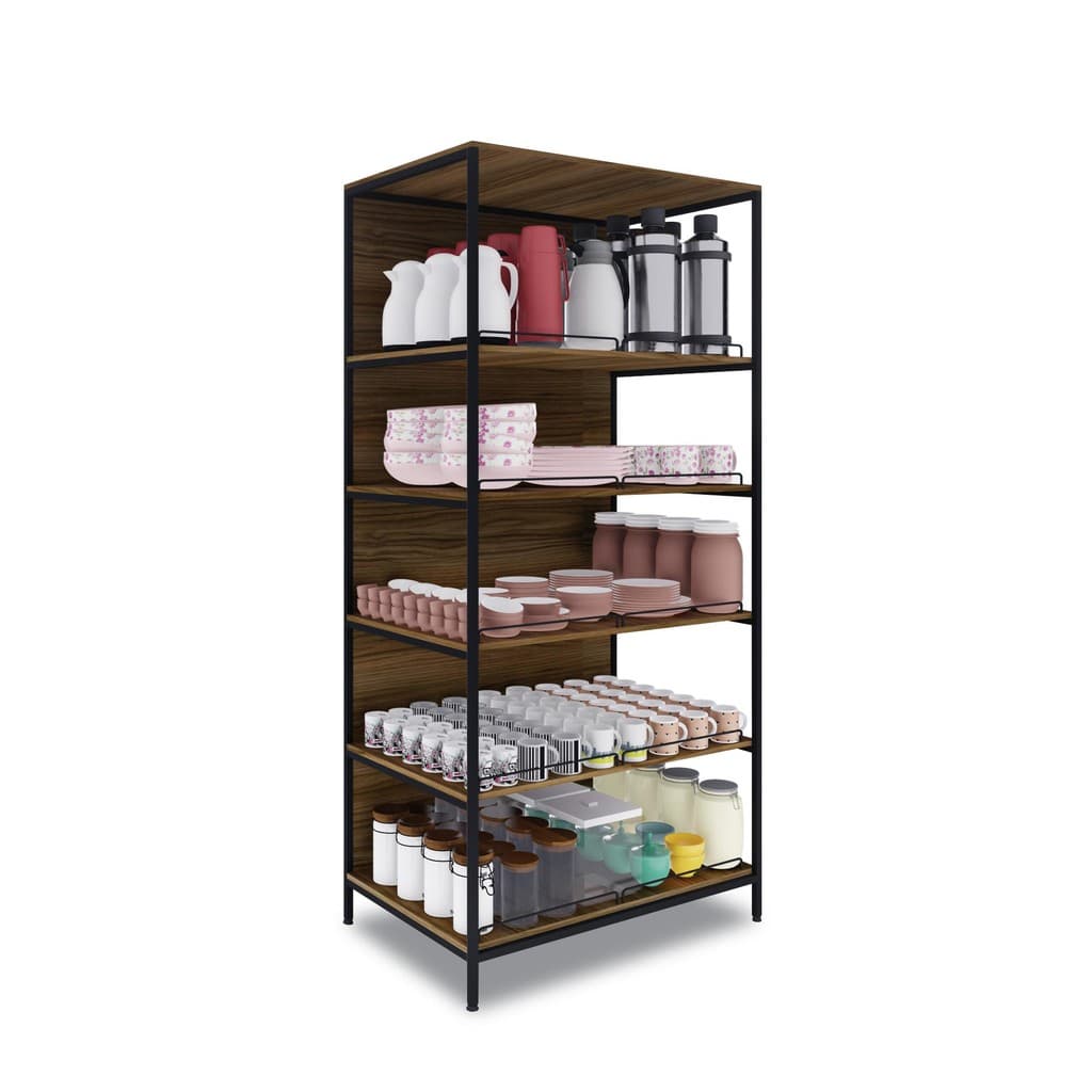 Expositor Premium Multiuso Lateral 5 Prateleiras em MDF Málaga EPRML 5P - Refrimate