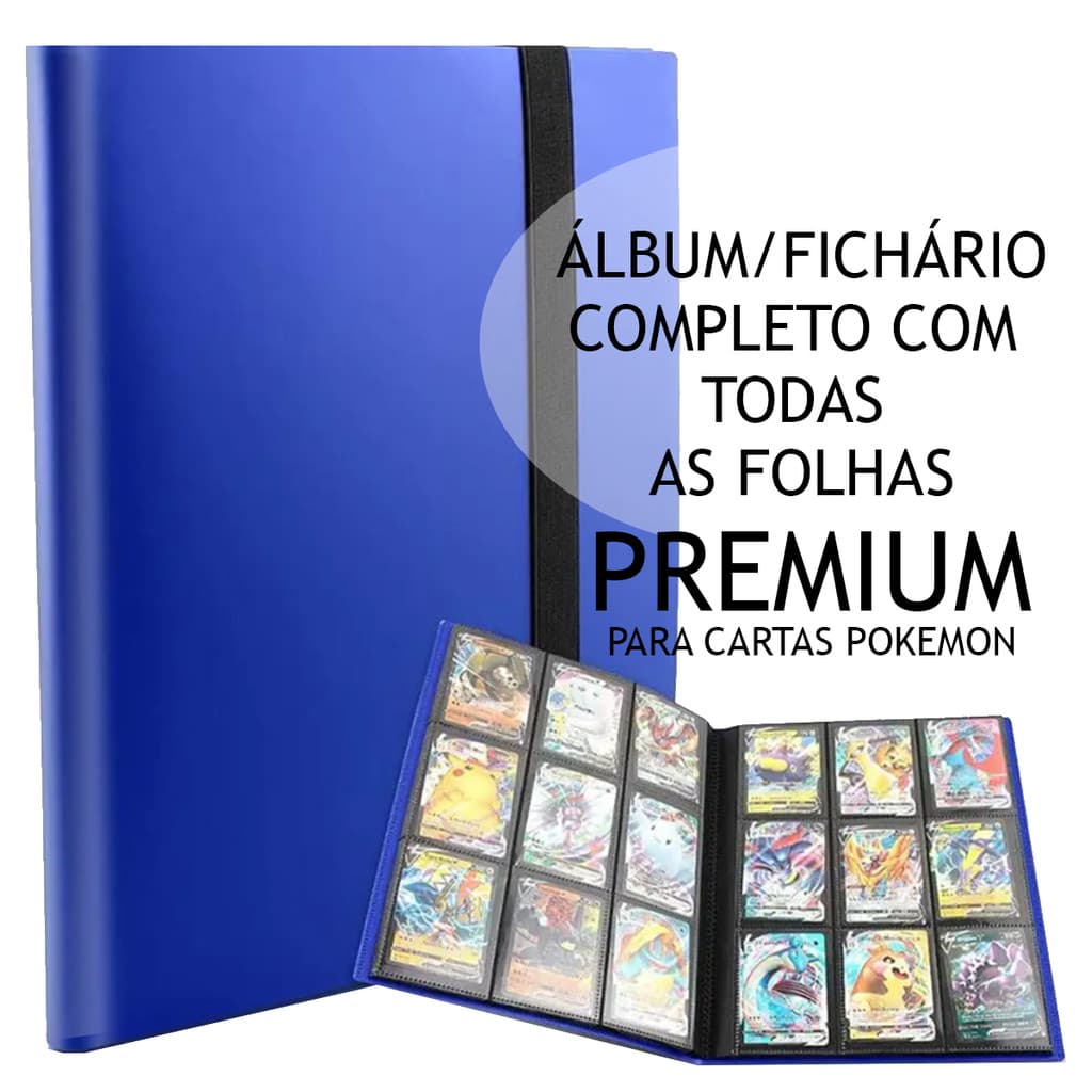 Fichário Álbum Grande para cartas Pokemon - Cabem 360 / 540 cartas- Pasta Porta Cartas