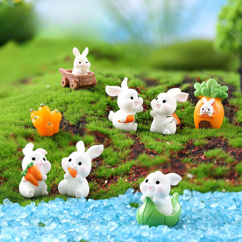 Micro Paisagem Ornamentos Animais Bonitos Dos Desenhos Animados Coelho Brinquedos Acessórios De Resina Para Casa