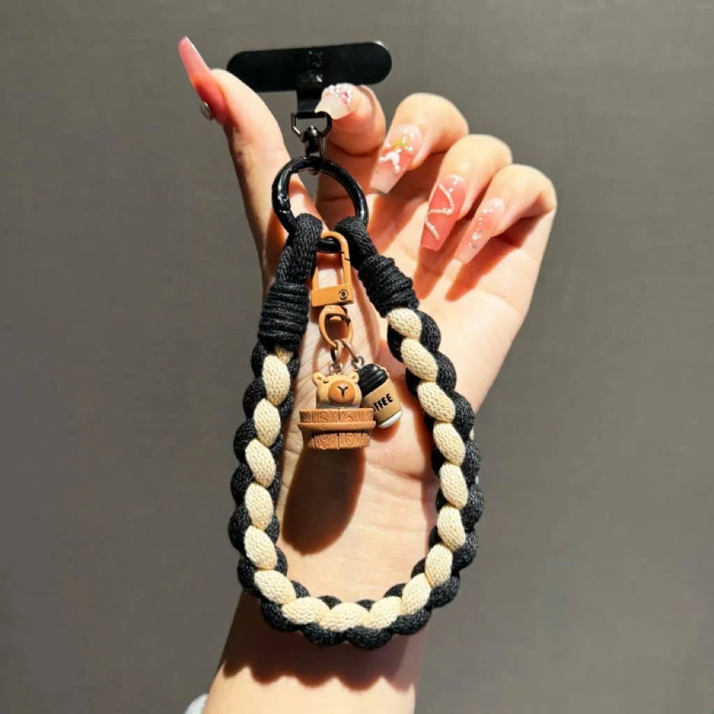 Desenhos animados bonito pingente pingente telefone móvel cordão curto alça de pulso portátil capa de telefone Universal