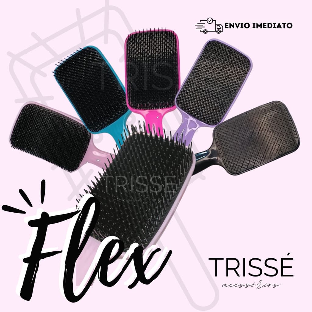 Escova Raquete Flex Curva Para Desembaraçar Cabelo Finalização Mágica Trissé Acessórios