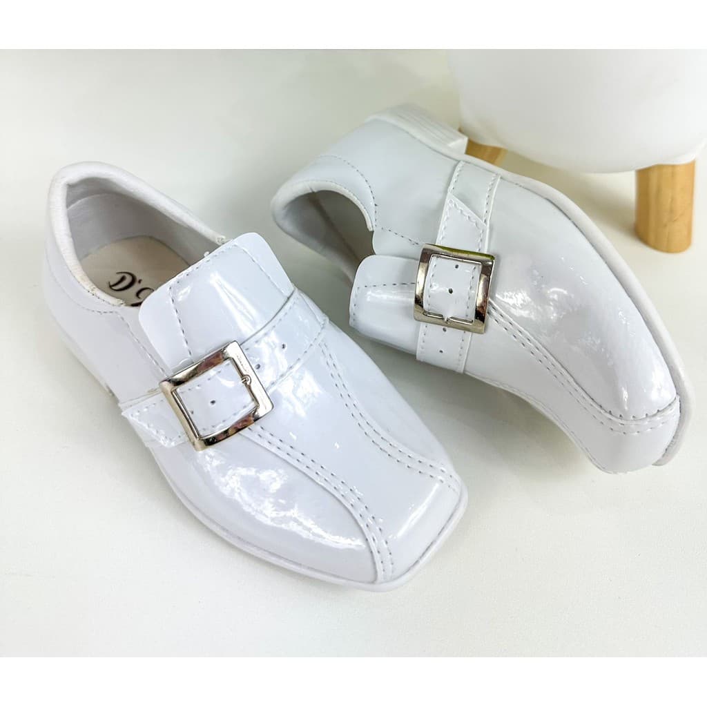 Sapato Social Menino Infantil D Milan Branco Luxo Formatura Casamento Noivinho Festa Formal
