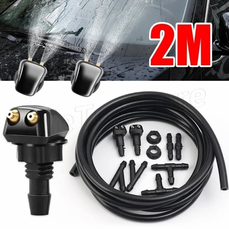 Conjunto 2/1M Mangueira De Pulverização Do Limpador De Pára-Brisas Para Automóveis-De Água De Borracha-Junta Conector T Y Splitter-Bocal-Acessórios Limpadores Automáticos