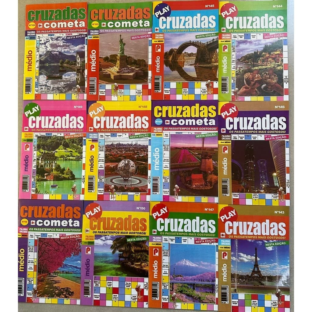 Kit com 08 palavras cruzadas, capas sortidas- Níveis aleatórios