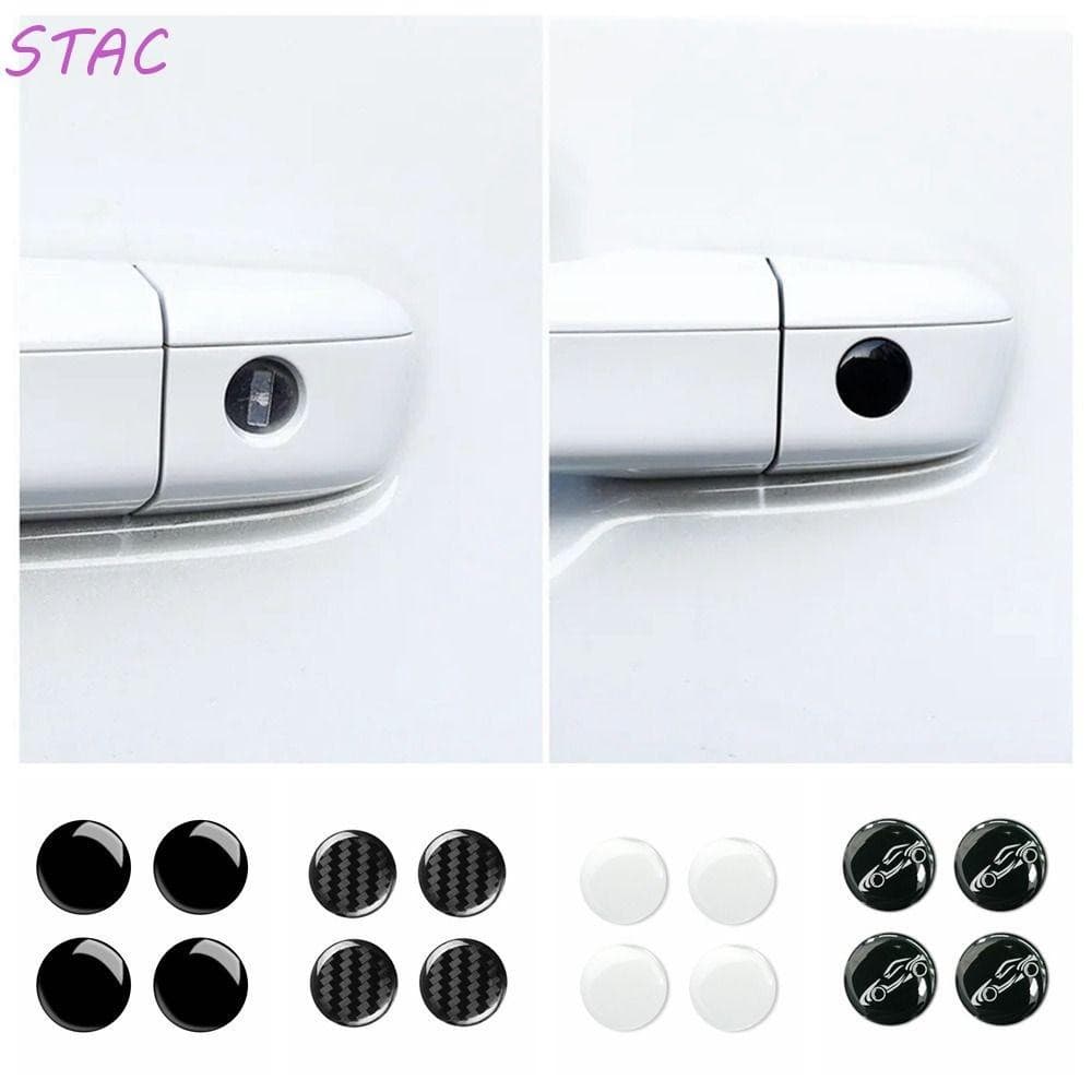 STAC 4pcs Adesivo De Cobertura De Fechadura De Porta De Carro , Proteção De Buraco De Chave Autoadesivo Adesivos