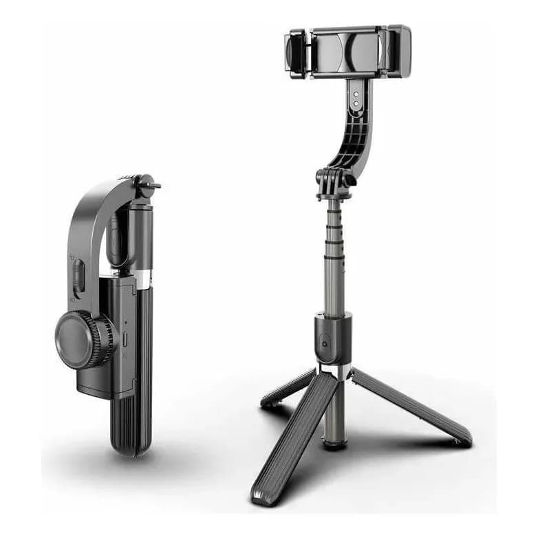 Estabilizador Celular Gimbal L08 Bluetooth Tripé Foto Preto L-08