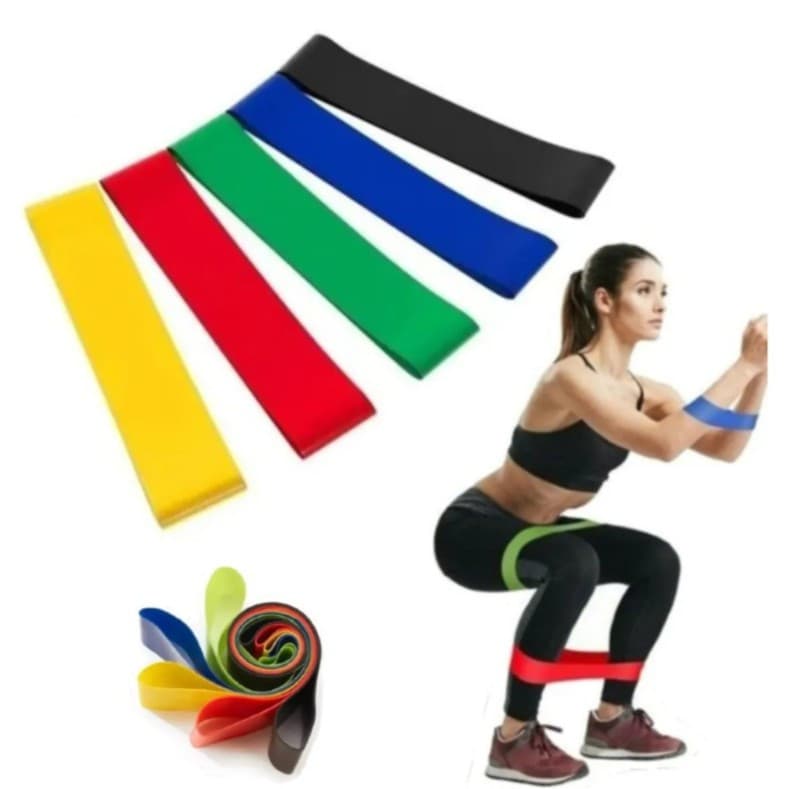 Faixas Elásticas Mini-band Funcional Pilates Yoga 5 Unidades Malhar em casa
