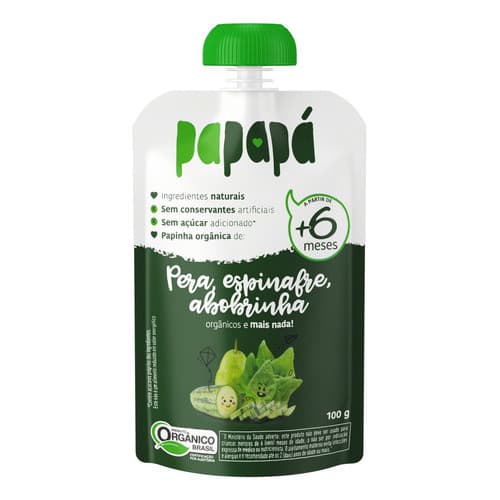 Papinha Papapá Sabor Pera Espinafre e Abóbrinha 100g