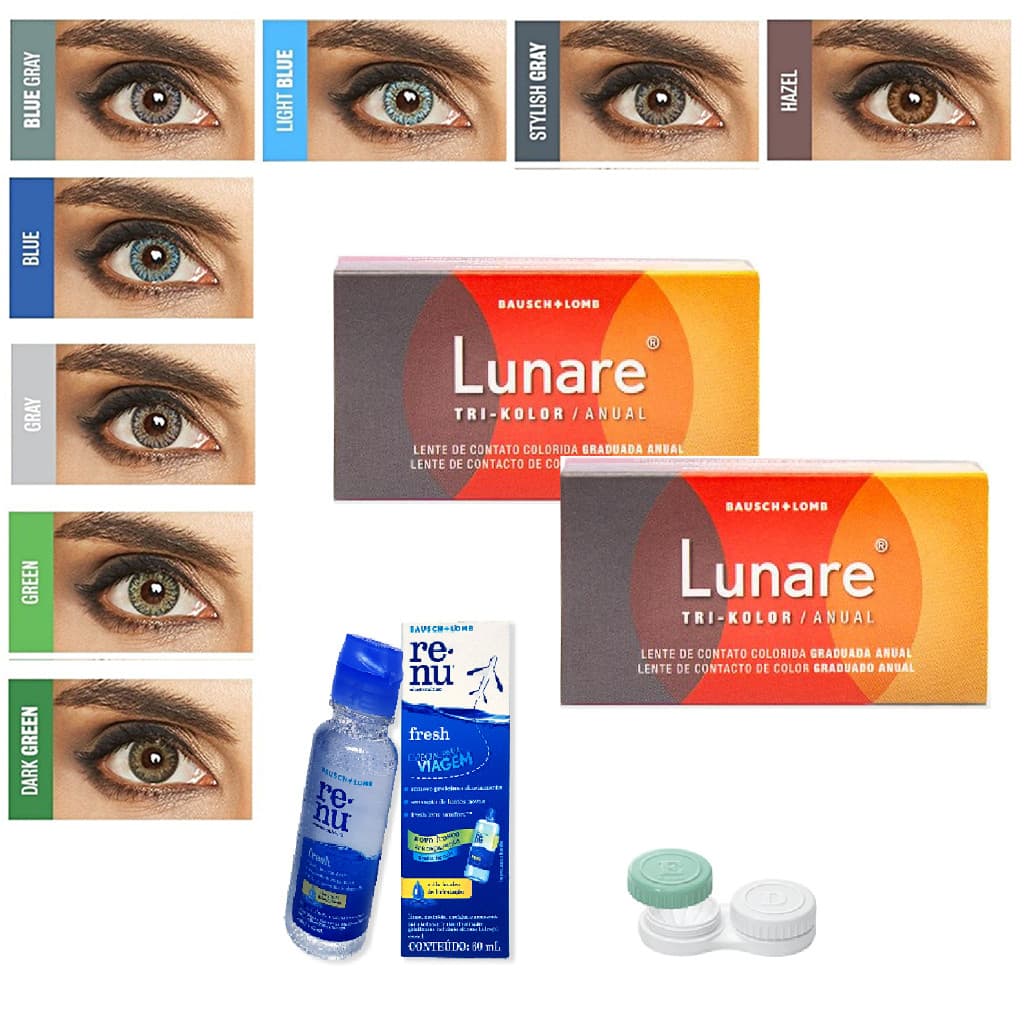 Lente De Contato Colorida Lunare Anual- Com Grau - MIOPIA Bausch + Lomb