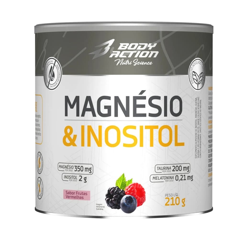 Magnésio & Inositol Lata 210g Bodyaction Frutas Vermelhas