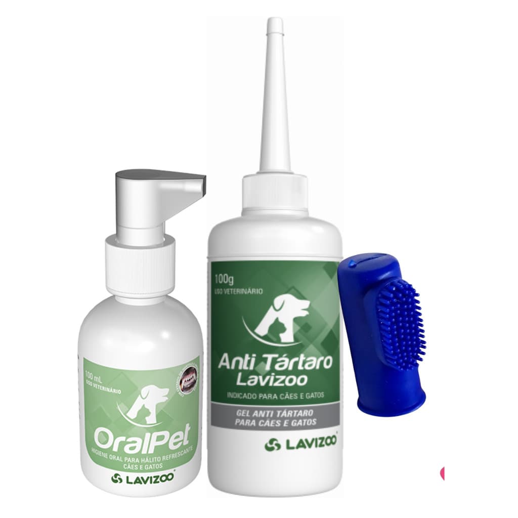 Kit Higiene Bucal Pet Anti Tártaro + Oralpet Spray 100ml + Dedeira