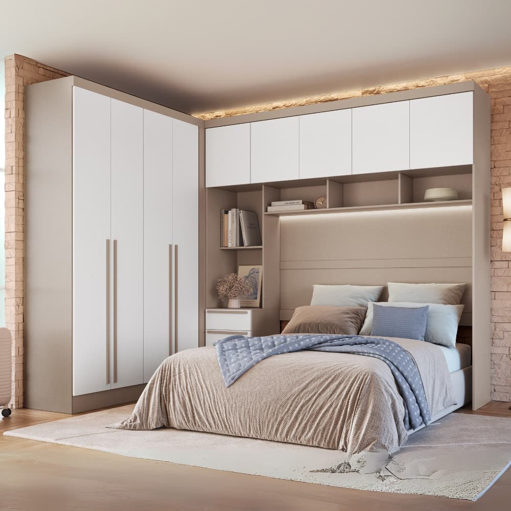 Quarto Modulado Casal 10 Portas 3 Gavetas Infinity Móveis Castro