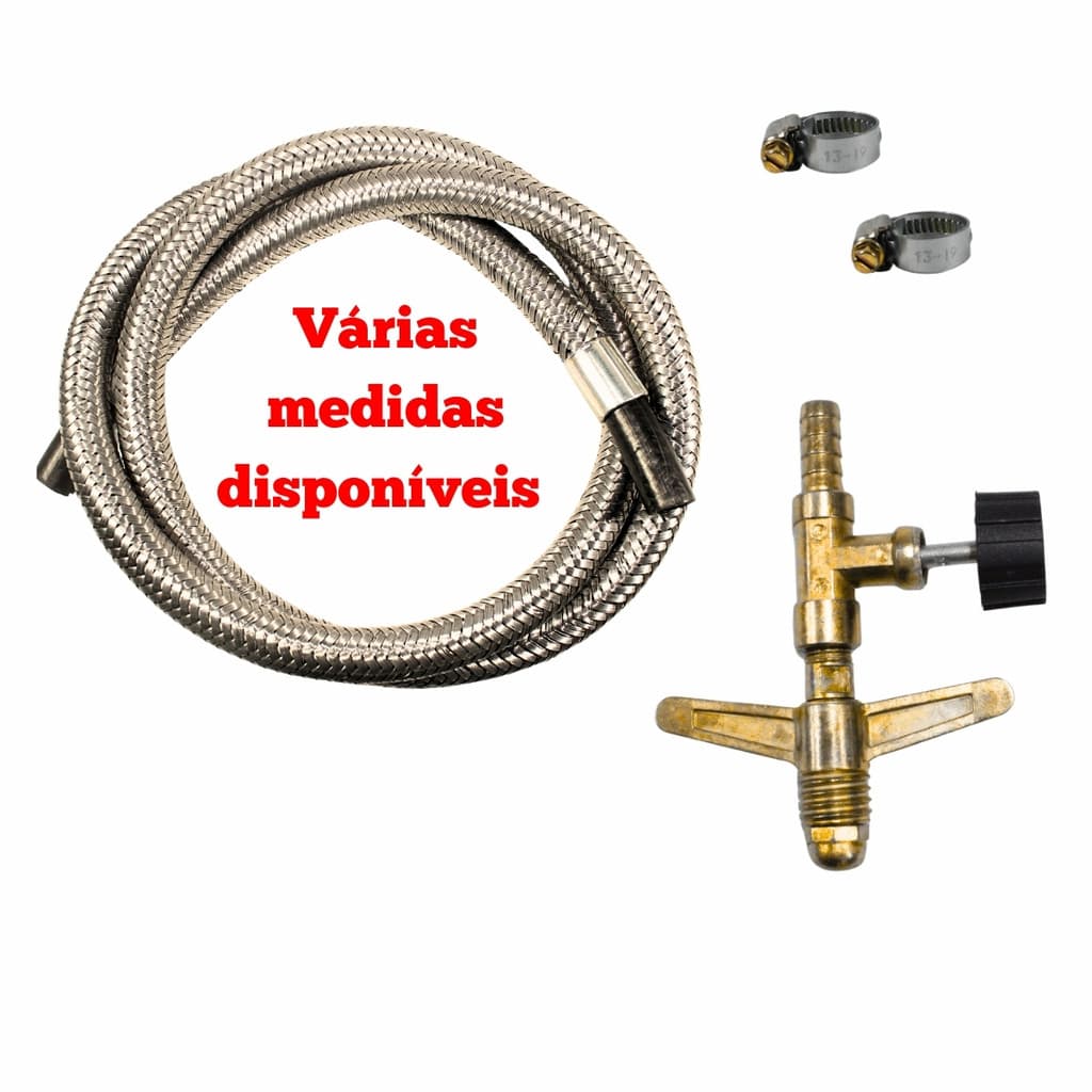 ENVIO IMEDIATO - Mangueira Malha de Aço Flexível Revestida com Registro Alta Pressão