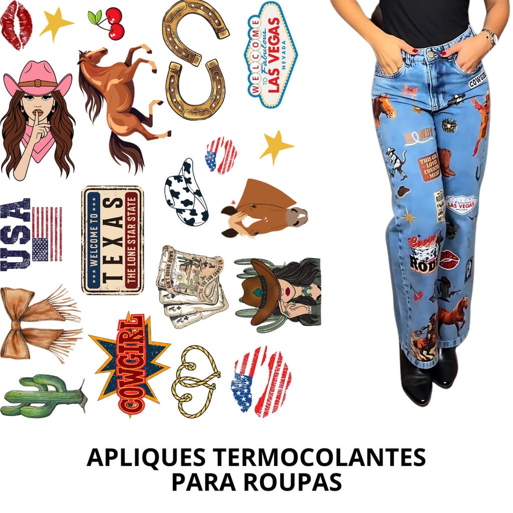 Aplique DTF para Customização de Roupas | Estampa Country Premium