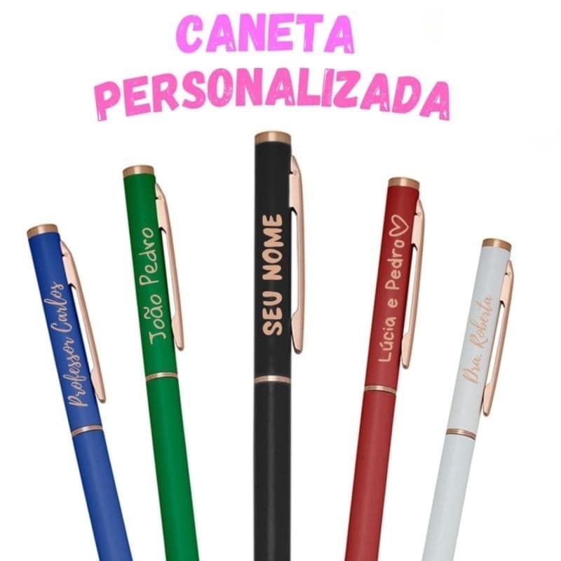 Caneta Personalizada Dourada com seu nome/frase/logo/time