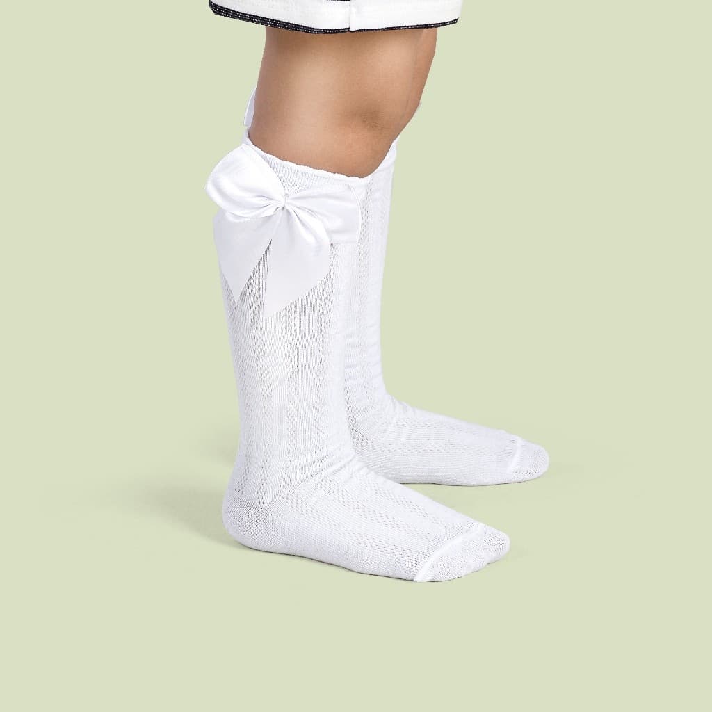 Meia Com Laço 3/4 Infantil Para Menina Até O Joelho Formatura P M G - 22 ao 33