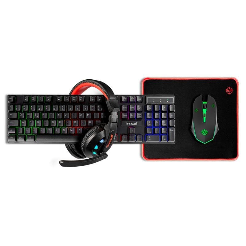 Combo Gamer TGT Ariete 4x1 Rainbow. Teclado, Mouse 1600DPI, Mousepad  e Headset 40mm, TGT-ART-RBW01