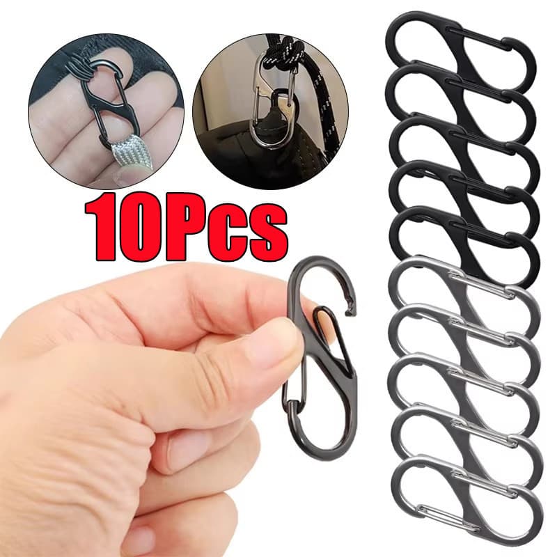 5/10 Pçs Mosquetão Em Forma De S Metal Ganchos Duplos Chaveiro Pequenos Clipes De Mola Para Acampamento Pesca Viajar Acessórios Ao Ar Livre
