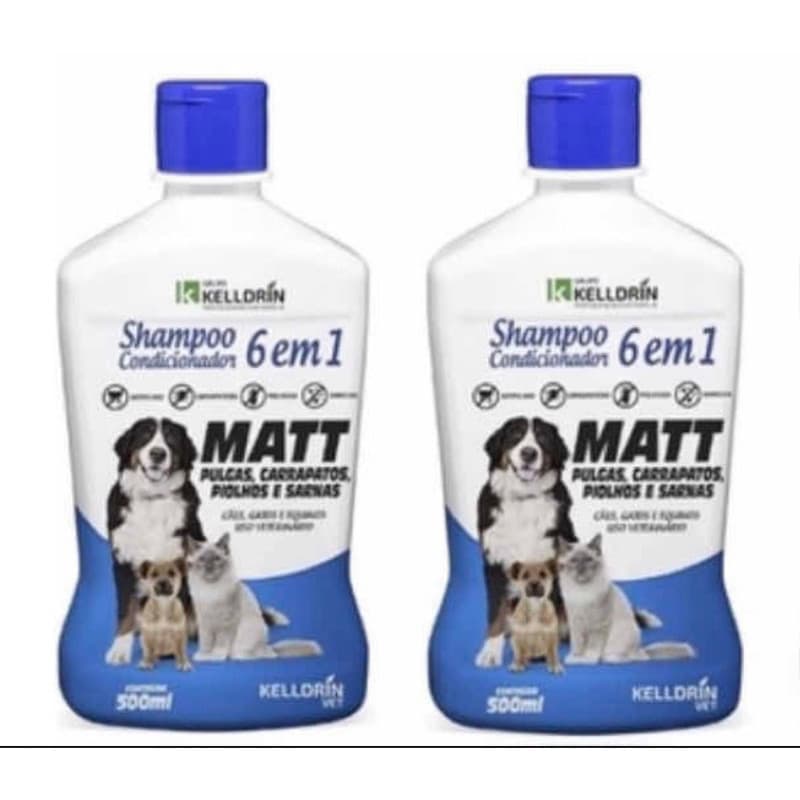 2 unidades Shampoo E Cond Ant Pulgas Carrapatos Sarna Matt 6 em 1 Kelldrin - FULL