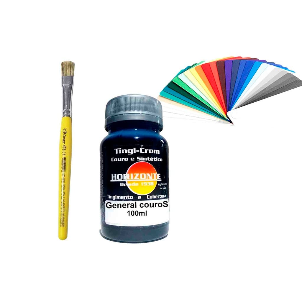 Tinta Para Couro, Sinteticos + Pincel Horizonte 100ml