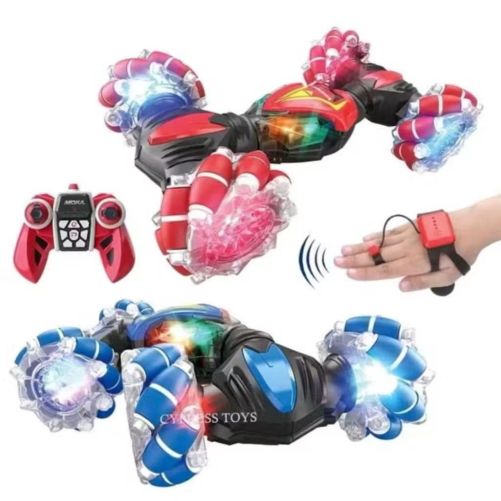 Carrinho Acrobático Controle Remoto Moka Relógio Crab 360º Controle Gestos Led Bateria Recarregável