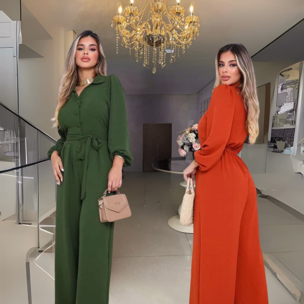 Macacão Estiloso com Manga Longa – Conforto & Estilo tecido duna