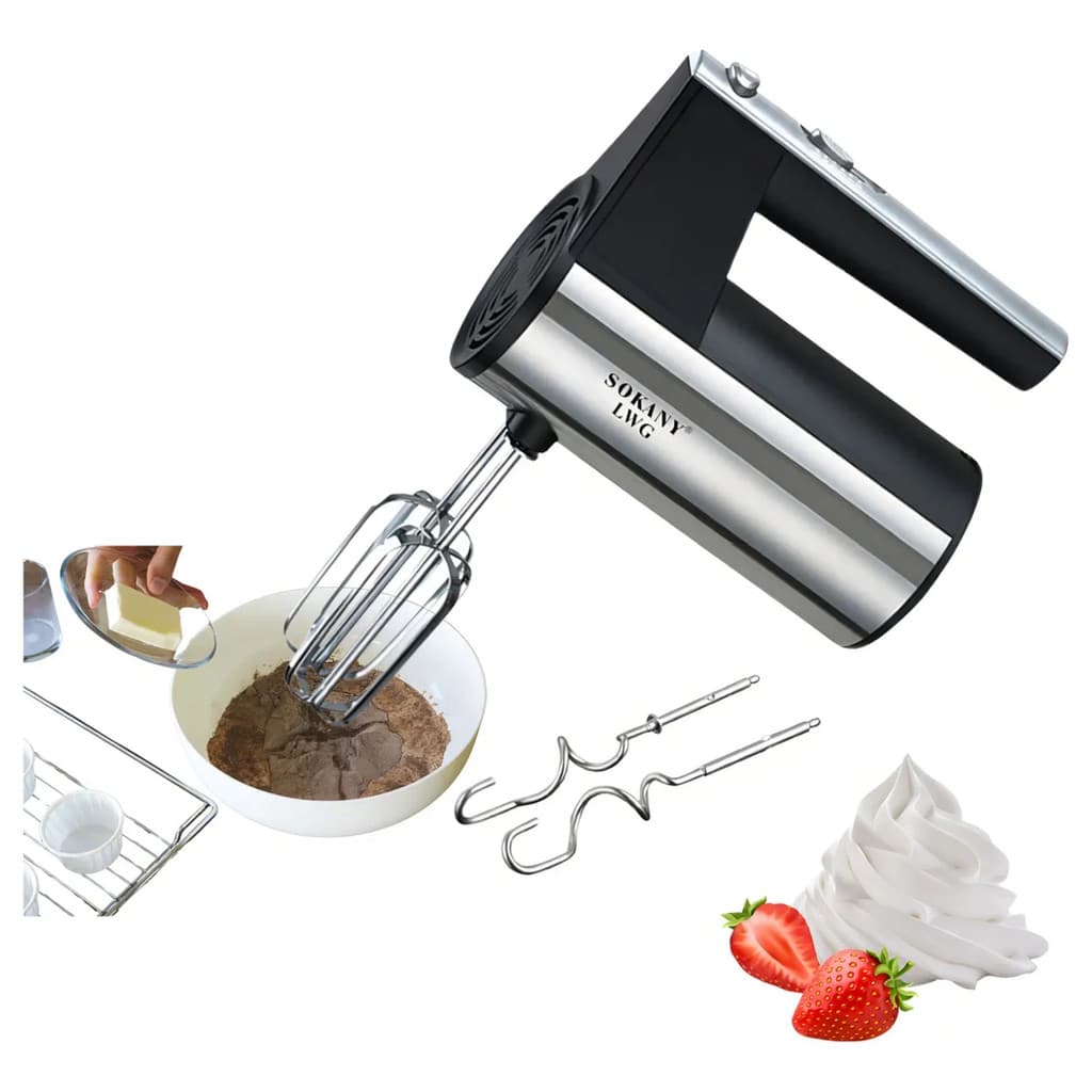 Batedeira Mão Elétrica Misturador Bolo Multifuncional 300w Cor Preto E Cinza Frequência 60hz