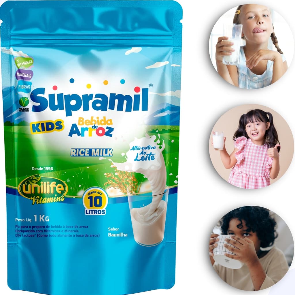 Bebida De Arroz Rice Milk Kids Alternativa Ao Leite 1kg - 10l Baunilha - Unilife