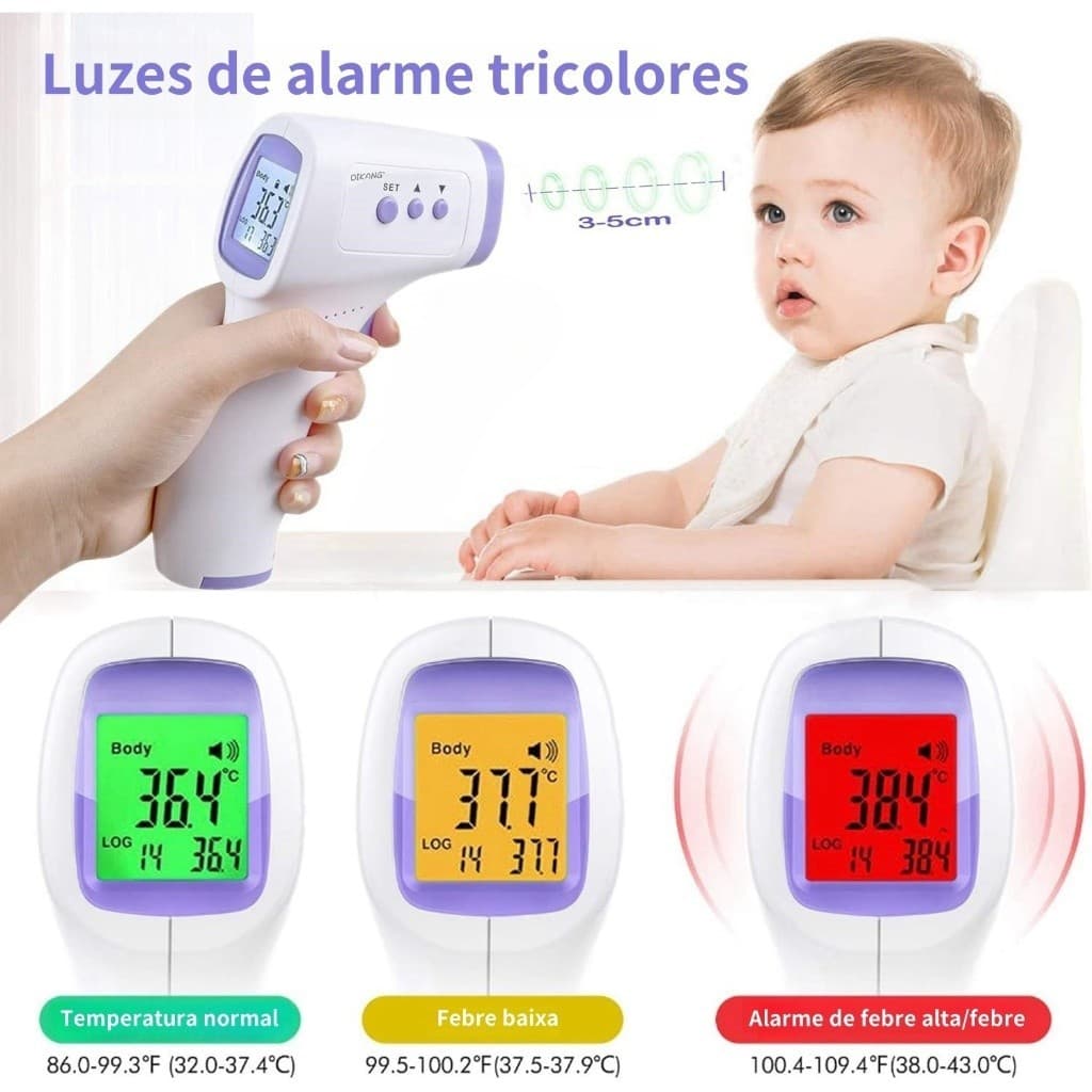 Termômetro Eletrônico De Temperatura De Testa Infravermelho Sem Contato Alta Precisão Medição Digital Segunda